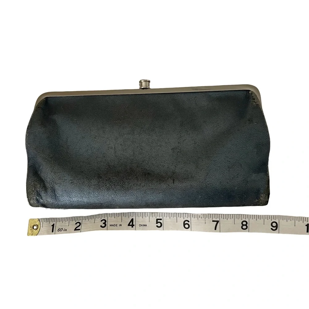 HOBO Grey Blue Leather Wallet Clutch.